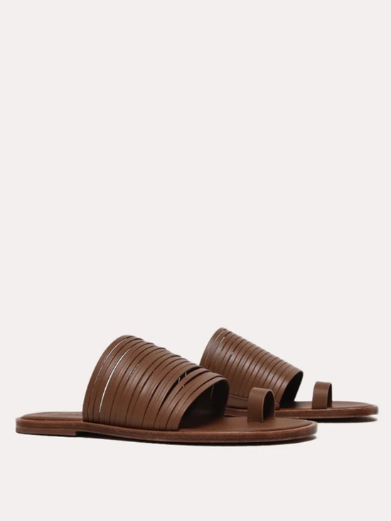 Vince Shoes - Vince Women's Penrose Toe Ring Slide Sandals Shoes Brown Leather Sz 8
